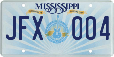 MS license plate JFX004