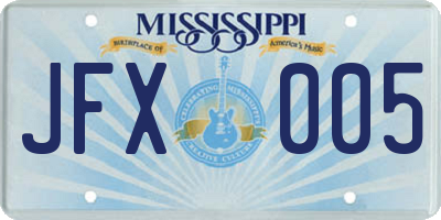 MS license plate JFX005