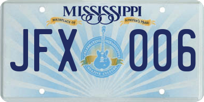MS license plate JFX006