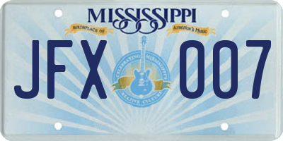 MS license plate JFX007