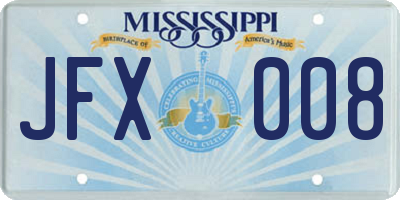 MS license plate JFX008