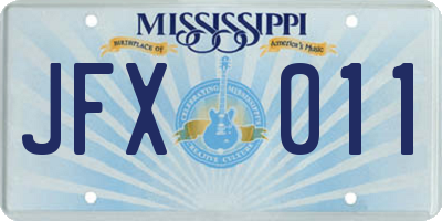 MS license plate JFX011
