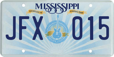 MS license plate JFX015