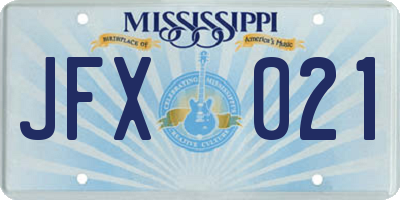 MS license plate JFX021