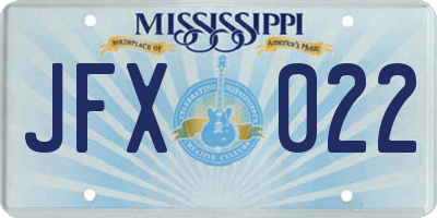 MS license plate JFX022