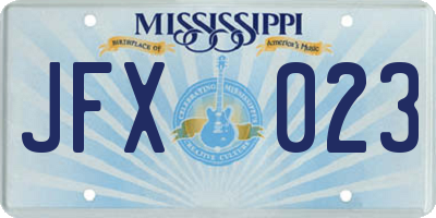 MS license plate JFX023