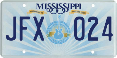 MS license plate JFX024
