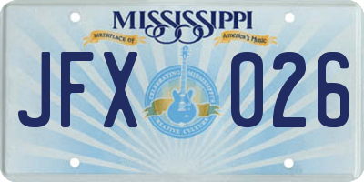 MS license plate JFX026