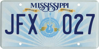 MS license plate JFX027