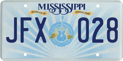 MS license plate JFX028