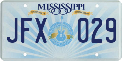 MS license plate JFX029