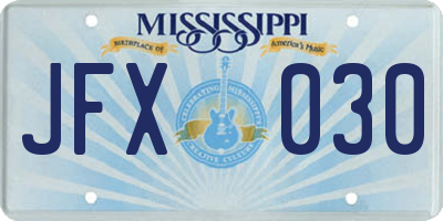 MS license plate JFX030