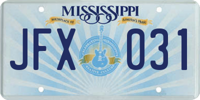 MS license plate JFX031