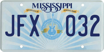 MS license plate JFX032