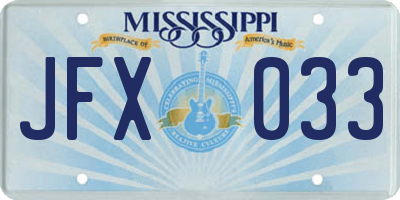 MS license plate JFX033