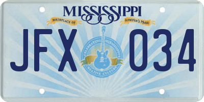 MS license plate JFX034