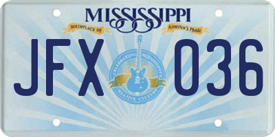 MS license plate JFX036
