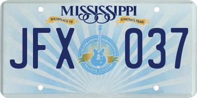 MS license plate JFX037