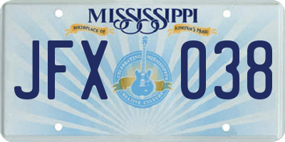 MS license plate JFX038