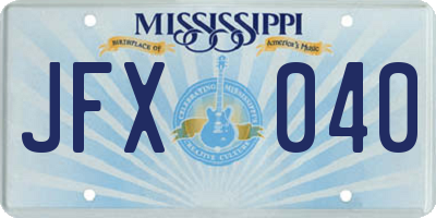 MS license plate JFX040