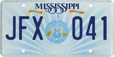 MS license plate JFX041