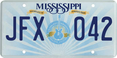 MS license plate JFX042