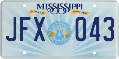 MS license plate JFX043