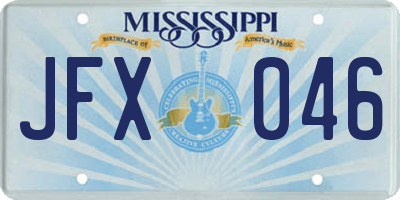 MS license plate JFX046