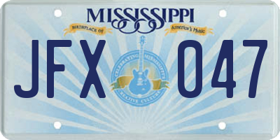 MS license plate JFX047