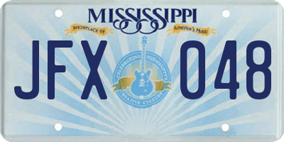 MS license plate JFX048