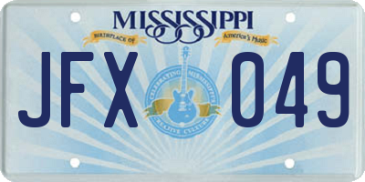 MS license plate JFX049