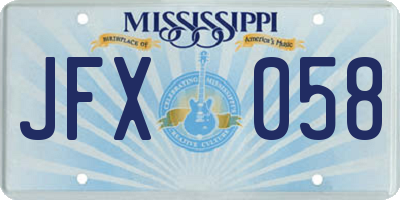 MS license plate JFX058