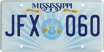 MS license plate JFX060