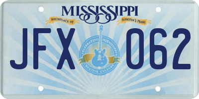 MS license plate JFX062