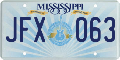 MS license plate JFX063