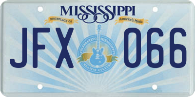 MS license plate JFX066