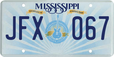 MS license plate JFX067