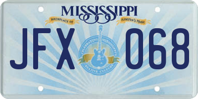 MS license plate JFX068