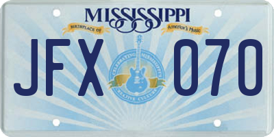 MS license plate JFX070