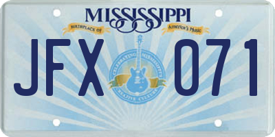MS license plate JFX071