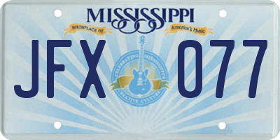 MS license plate JFX077