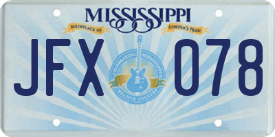 MS license plate JFX078