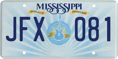 MS license plate JFX081
