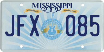 MS license plate JFX085