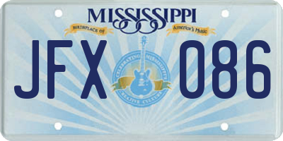 MS license plate JFX086