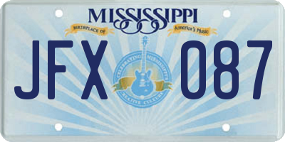 MS license plate JFX087