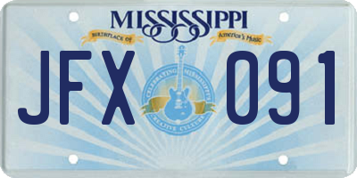 MS license plate JFX091