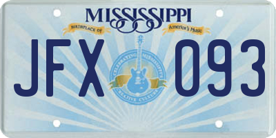 MS license plate JFX093