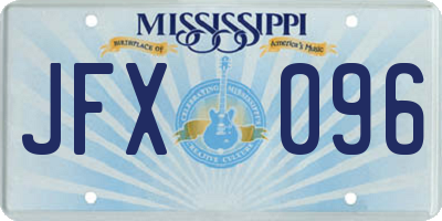 MS license plate JFX096