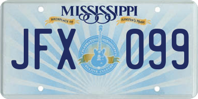 MS license plate JFX099